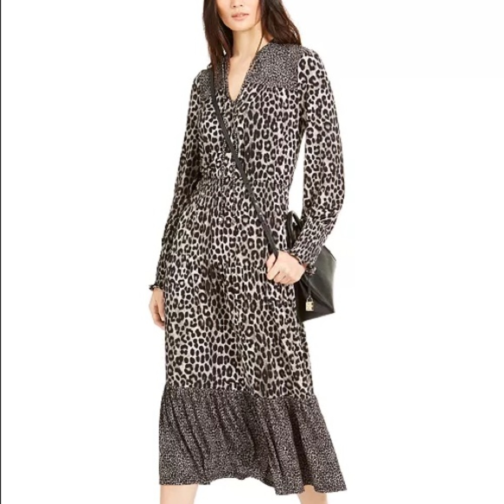 MICHAEL MICHAEL KORS Leopard-Print Tiered Dress